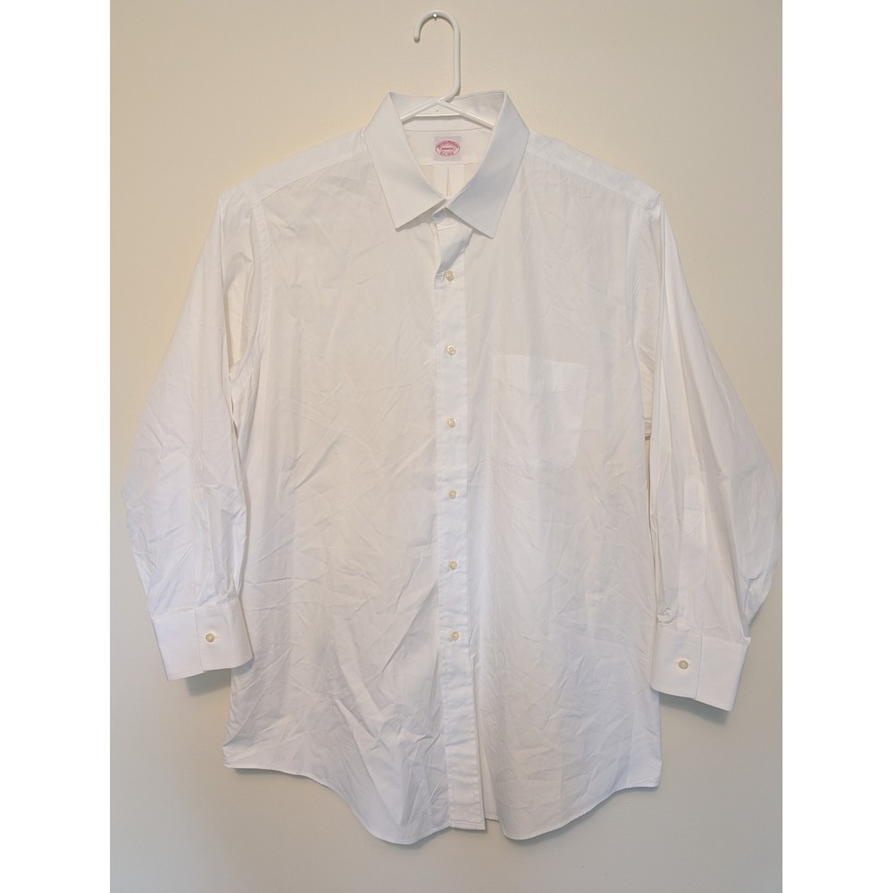 Brooks Brothers Makers Mens 2XL White Cotton Long Sleeve Button Up Dress Shirt